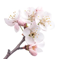 Wall Mural - Flowering branch of cherry isolated on white background. Spring flowers