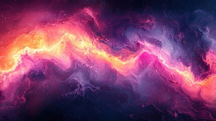 Wall Mural - A vibrant cosmic scene with swirling colors of pink, orange, and purple.