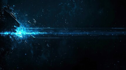 Wall Mural - abstract blue light streak in dark space background