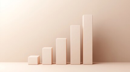 Leinwandbilder - A clean, minimalist D bar chart with sleek, glossy bars in different heights, each representing financial growth over time, set against a neutral backdrop