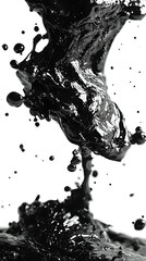Poster - Black liquid splashing, studio shot, white background, industrial use