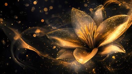 Wall Mural - Golden Lily, Sparkles, Dark, Abstract, Background, Design