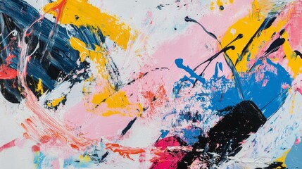 Poster - A visually striking image of colorful paint splashes and brush strokes on a canvas, representing the artistic side of graphic design and creativity