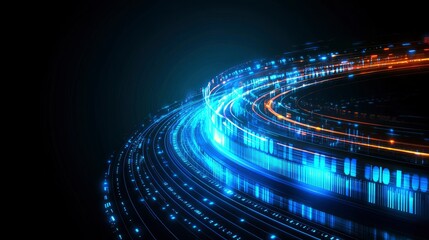 Futuristic Data Stream Abstract Circular Flow of Digital Information