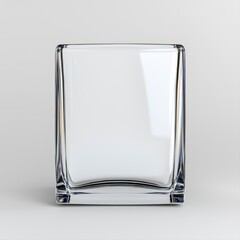 Wall Mural - Glass vase displayed on a minimalist white showcase cube with a white background