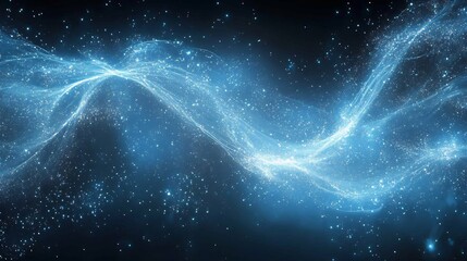 Wall Mural - Ethereal blue energy swirls softly glowing dark background. AI Generated