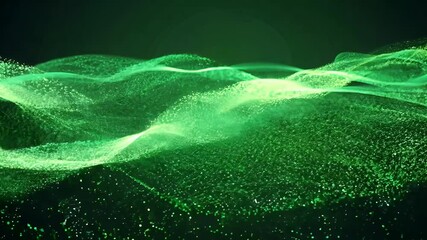Sticker - 4K animation showcasing dynamic green particles flowing screen forming mesmerizing digital landscape ideal various creative projects tech presentations