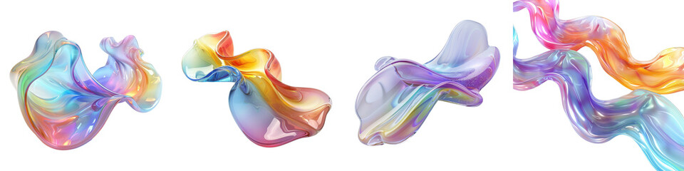 Wall Mural - Smooth Glassy Wave in 3D Minimal Watercolor Style with Soft Color Transitions and Fluid Dynamics
