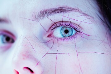 Poster - Portrait of an eye with vivid details and striking features showcasing a unique artistic style and focus on emotion. Generative AI