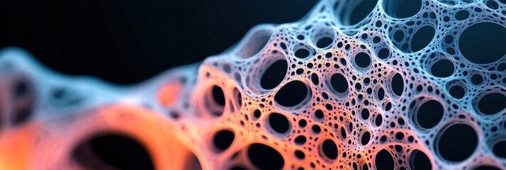 Wall Mural - Intricate patterns of bubbles and voids create a mesmerizing abstract design in vibrant colors. Generative AI