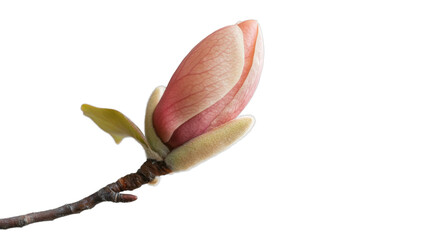 Wall Mural - Pink magnolia bud blooming on transparent background