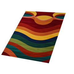 Wall Mural - Colorful Geometric Carpet Icon  Multicolored Shapes on Transparent PNG