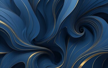 Wall Mural - Blue gold background image, curve, three-dimensional, texture banner