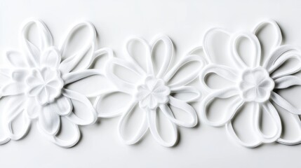 Wall Mural - Decorative white floral relief design on a smooth surface.