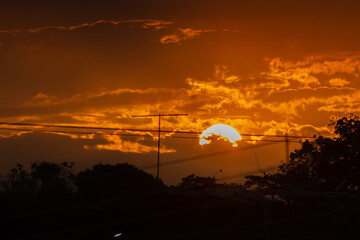 Wall Mural - sunset on the earth year 2032 asteroid