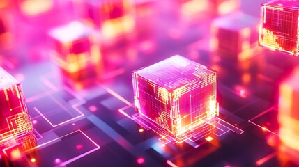 Glowing digital symbols in abstract form, representing the essence of modern coding and technology.