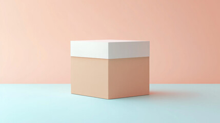 Canvas Print - Minimalist box on pastel background for product presentation