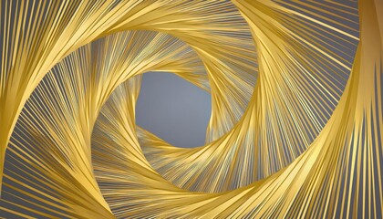 Leinwandbilder - abstract golden spiral pattern with metallic stripes creating a 3d visual illusion for design and decoration use