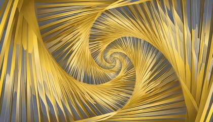 Leinwandbilder - abstract golden spiral pattern with metallic stripes creating a 3d visual illusion for design and decoration use