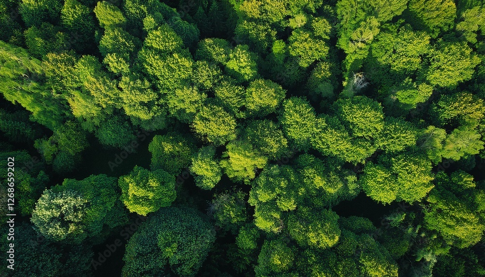 Neutral Forest Aerial top view of green trees in forest. Green tree nature background ...