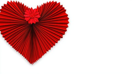 Wall Mural - Red heart shaped origami style artwork against a white background. The heart is composed of many small, radiating red paper shapes, creating a