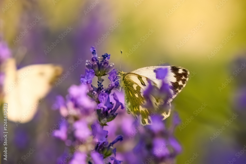butterfly on purple flower Stock Photo | Adobe Stock