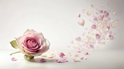 Wall Mural - A delicate rose petal falls gently onto a soft