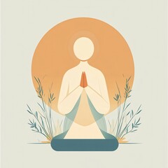 Wall Mural - holy figure with a serene atmosphere, peaceful divine essence, flat design illustration