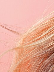 Aufkleber - Frayed hair tips with split ends against a smooth pastel background waiting for hair care solutions. Generative AI