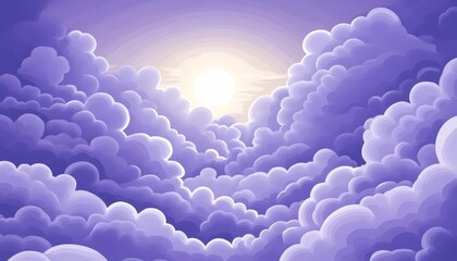 Wall Mural - Evening Serenity, a vibrant cartoon illustration capturing a tranquil sunset scene with colorful skies and whimsical elements.