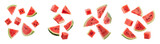 Fresh watermelon slices and cubes arranged creatively