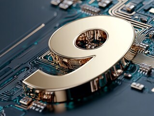 Wall Mural - A gold dollar sign on top of a computer motherboard