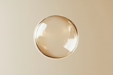 Wall Mural - Floating transparent golden sphere in the center against beige background