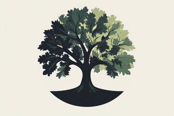 Poster - Seasonal Oak Tree Illustration, Growth, Background, Design, Graphic