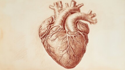 Poster - Detailed anatomical illustration of a human heart showcasing realistic structure and veins. Generative AI