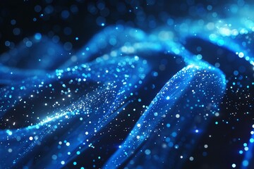 digital blue glowing particles technology banner