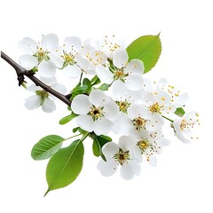 Wall Mural - Cherry blossom branch isolated on white background. Spring flowers.