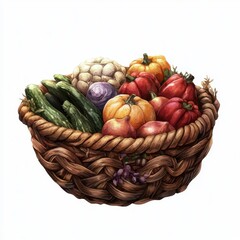 Wall Mural - Fresh and Colorful Vegetables in a Woven Basket for Healthy Eating and Culinary Inspiration