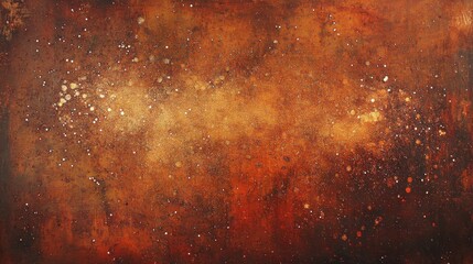 Leinwandbilder - Stunning artwork featuring warm bronze and deep red sparkles creating a glowing cosmic atmosphere