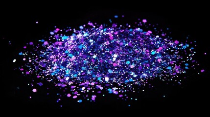 Poster - Violet and bright cyan sparkles create a vibrant display of color against a dark background