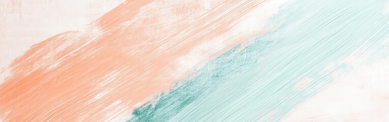 Leinwandbilder - Minimalist pencil strokes composition featuring soft peach and teal colors on a textured background
