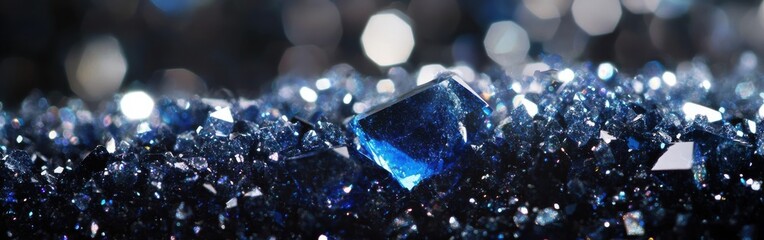 Aufkleber - Sparkling cobalt blue and icy silver crystals glisten under soft light