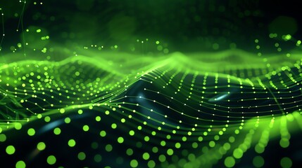 Wall Mural - 3d rendering of a glowing green circuit board. the circuit board is made up of a network of intercon