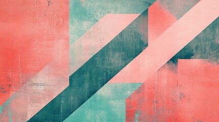 Poster - Abstract pencil strokes in coral and teal create a striking modern art design suitable for creative spaces and decor