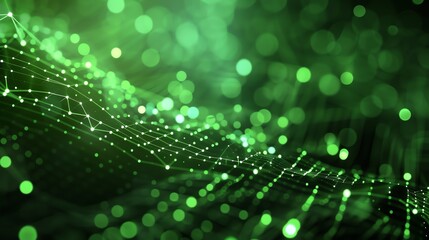 Wall Mural - elegant green background with glowing particles.