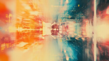 Aufkleber - Vibrant double exposure illustrating financial growth in an abstract urban environment with dynamic colors and patterns