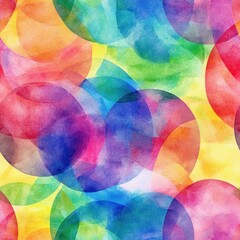 Poster - Vibrant watercolor doodle art filled with colorful circles on a bright background