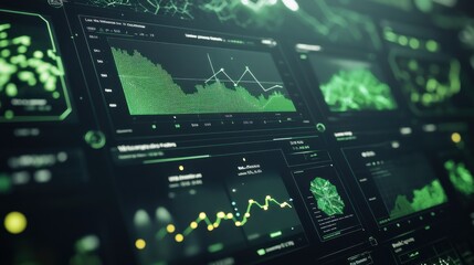 Poster - Futuristic financial dashboard displaying real-time data and analytics in a digital environment
