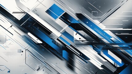 Aufkleber - Futuristic metallic geometric layout featuring abstract shapes in a dynamic composition