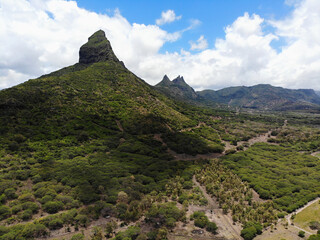 Wall Mural - Fantastic mountain on the island of Mauritius view from above